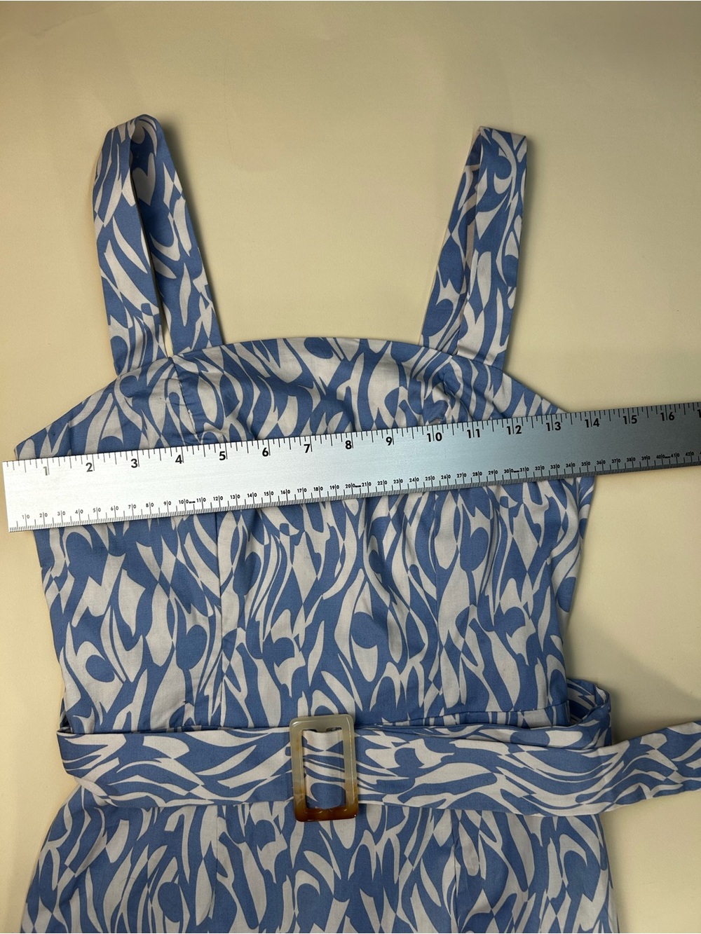 Monteau Light Blue Printed Square-Neck Midi Dress with Belt size S - Picture 5 of 8